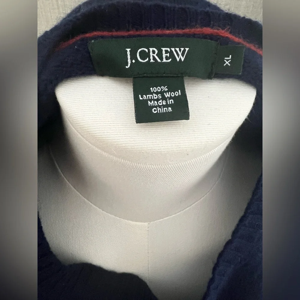 J. Crew 100% Lambs Wool‎ Crew Neck Sweater  Dark Blue Size XL